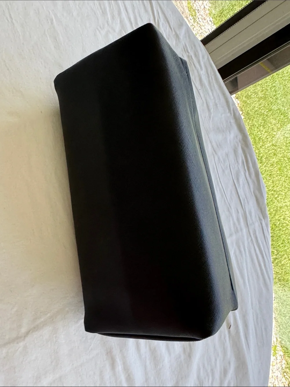 Tahari Black Textured Cosmetic Pouch with Logo Plaque